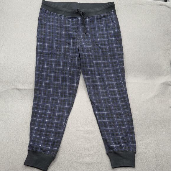 J.Crew Knit Goods Pants Mens Large Blue Plaid Jogger Lounge Drawstring AT380 - Picture 1 of 10